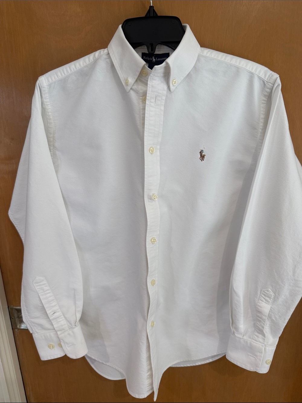 Ralph Lauren White Button-Down Oxford Shirt with Pony Logo
